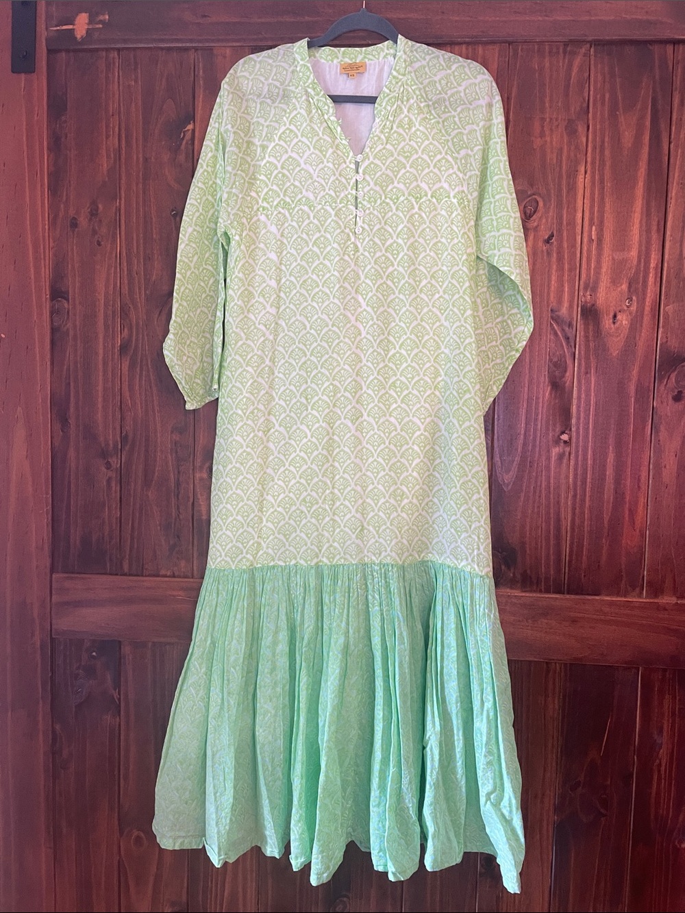 Roberta Roller Rabbit Green, White, and Blue Patterned Maxi Dress 100% Cotton